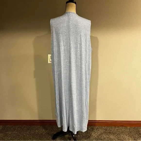 LuLaRoe Joy baby blue open sleeveless duster / sleeveless long cardigan - Picture 7 of 10